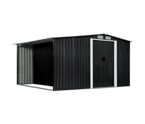 Cobertizo jardín puertas correderas acero gris 329,5x312x178 cm