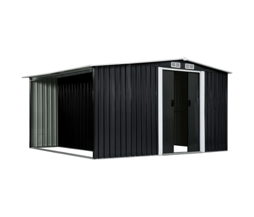 Cobertizo jardín puertas correderas acero gris 329,5x312x178 cm