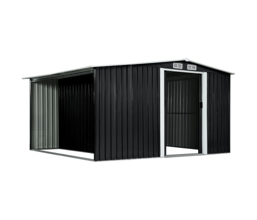Cobertizo jardín puertas correderas acero gris 329,5x312x178 cm