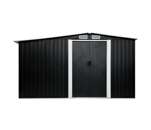 Cobertizo jardín puertas correderas acero gris 329,5x312x178 cm