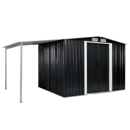 Cobertizo jardín puertas correderas acero gris 386x205x178 cm