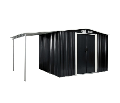 Cobertizo jardín puertas correderas acero gris 386x205x178 cm