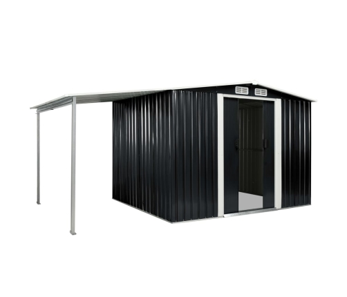 Cobertizo jardín puertas correderas acero gris 386x205x178 cm