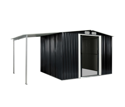 Cobertizo jardín puertas correderas acero gris 386x205x178 cm