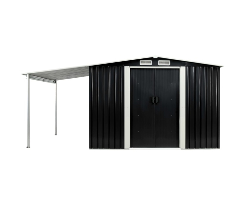 Cobertizo jardín puertas correderas acero gris 386x205x178 cm