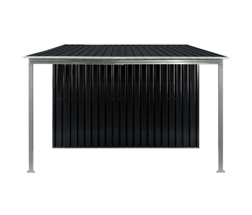 Cobertizo jardín puertas correderas acero gris 386x205x178 cm