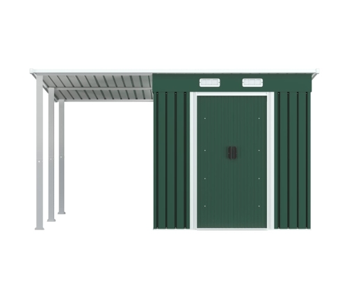 Cobertizo jardín con tejado extendido acero verde 346x193x181 cm