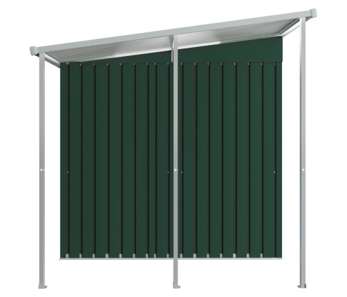 Cobertizo jardín con tejado extendido acero verde 346x193x181 cm
