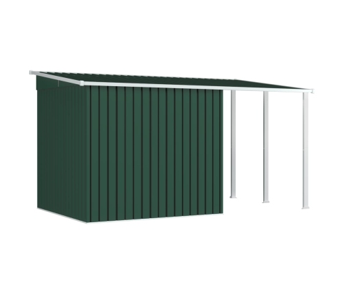 Cobertizo jardín con tejado extendido acero verde 346x193x181 cm