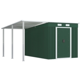 Cobertizo jardín con tejado extendido acero verde 336x270x181 cm