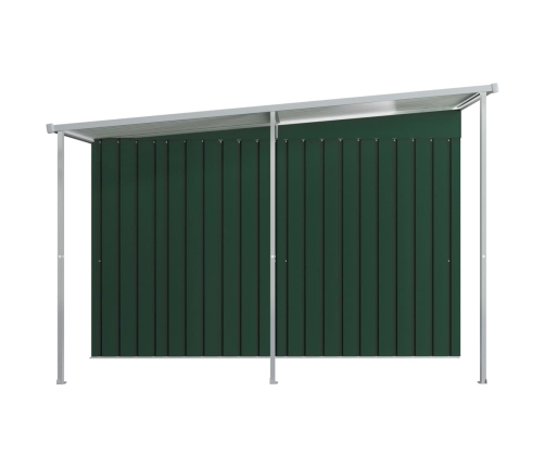 Cobertizo jardín con tejado extendido acero verde 336x270x181 cm