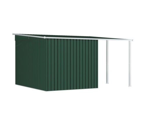Cobertizo jardín con tejado extendido acero verde 336x270x181 cm