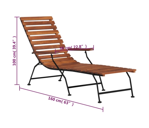 vidaXL Tumbona de jardín de madera maciza de acacia