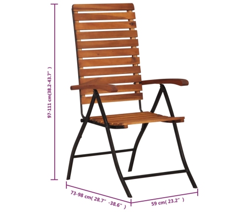 vidaXL Sillas de jardín reclinables 2 unidades madera maciza de acacia