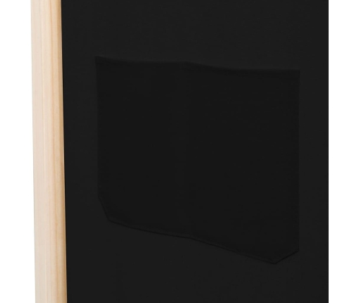 Biombo divisor de 5 paneles de tela negro 200x170x4 cm