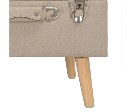 Taburete de almacenamiento 40 cm beige de tela