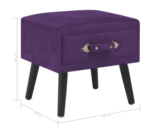 vidaXL Mesita de noche morado oscuro 40x35x40 cm terciopelo