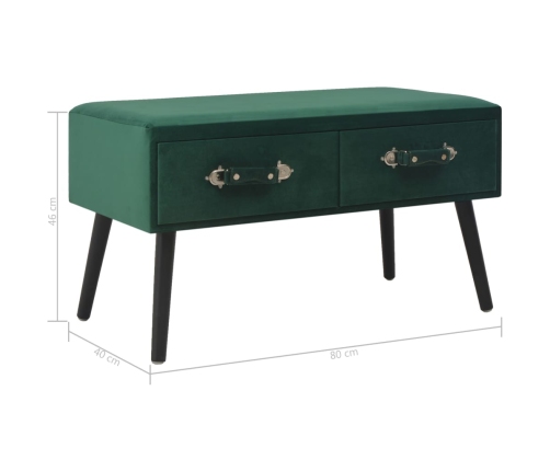 Mesa de centro de terciopelo verde 80x40x46 cm