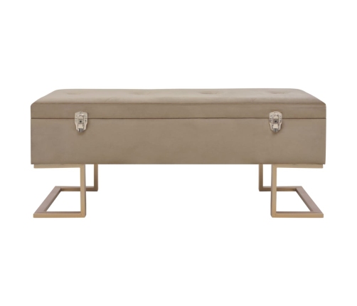 Banco con compartimento 105 cm beige de terciopelo