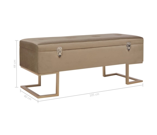 Banco con compartimento 105 cm beige de terciopelo