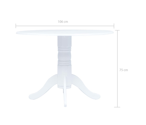 Mesa de comedor de madera maciza de caucho blanca 106 cm