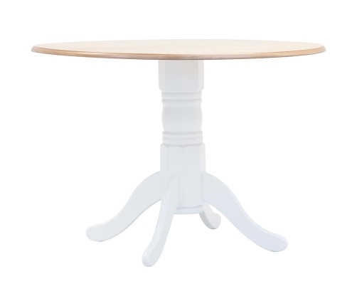 Mesa de comedor madera maciza de caucho blanco y marrón 106 cm