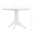 Mesa de comedor madera maciza de caucho blanco y marrón 106 cm