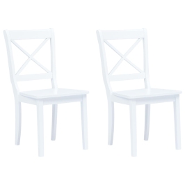 Sillas de comedor 2 unidades madera maciza de caucho blanco