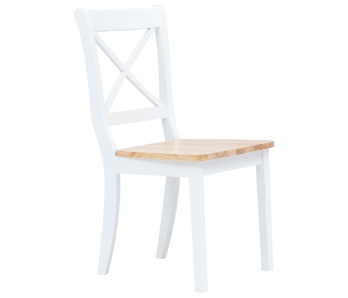 Sillas comedor 2 uds madera maciza caucho blanco y madera claro