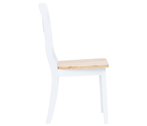 Sillas comedor 2 uds madera maciza caucho blanco y madera claro