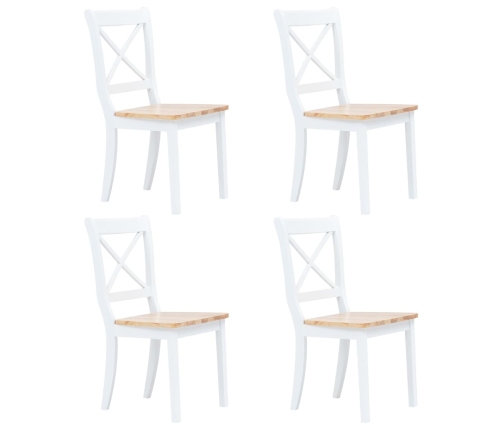 Sillas comedor 4 uds madera maciza caucho blanco y madera claro