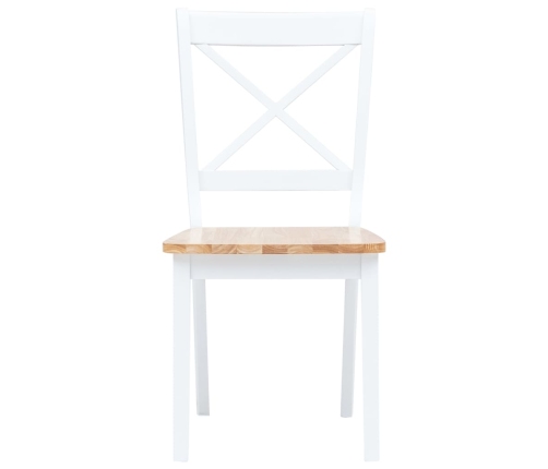 Sillas comedor 4 uds madera maciza caucho blanco y madera claro