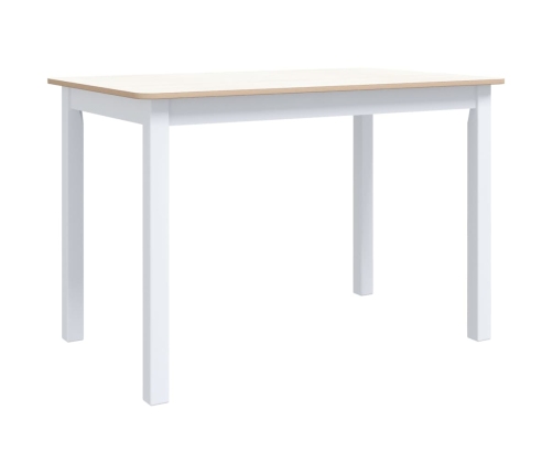 Mesa de comedor madera de caucho blanco y marrón 114x71x75 cm