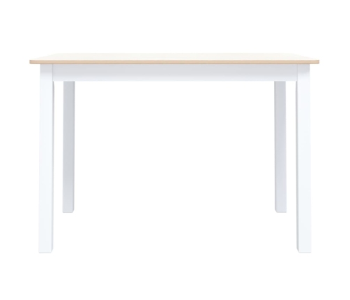 Mesa de comedor madera de caucho blanco y marrón 114x71x75 cm