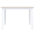 Mesa de comedor madera de caucho blanco y marrón 114x71x75 cm