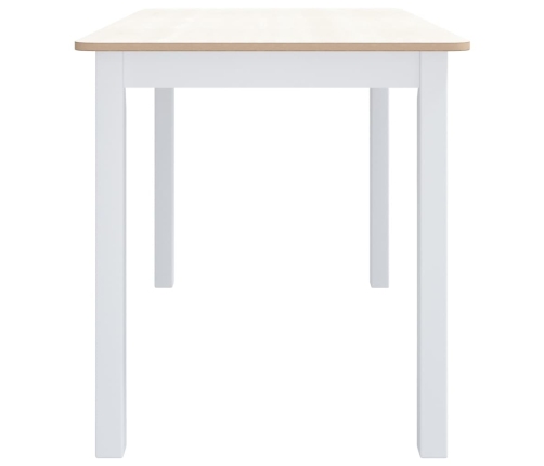 Mesa de comedor madera de caucho blanco y marrón 114x71x75 cm