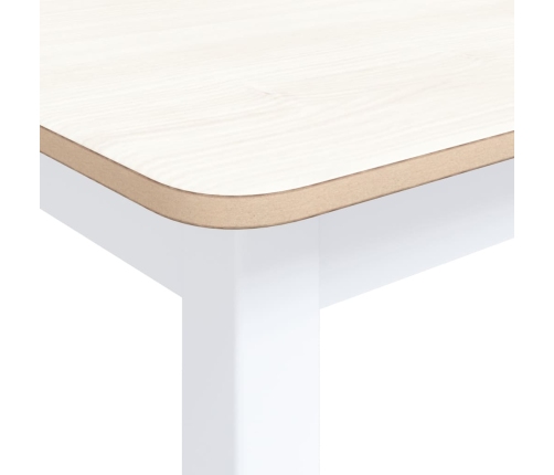 Mesa de comedor madera de caucho blanco y marrón 114x71x75 cm