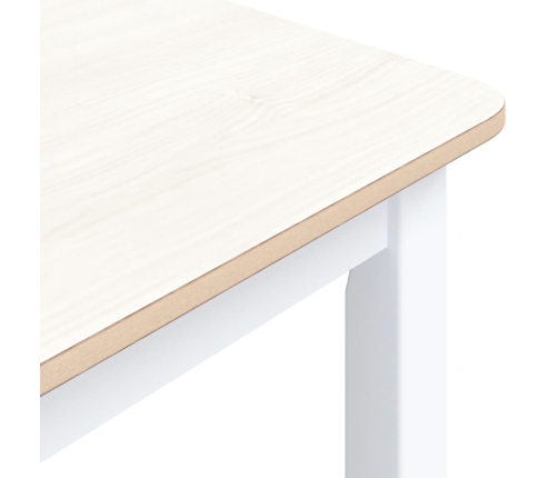 Mesa de comedor madera de caucho blanco y marrón 114x71x75 cm