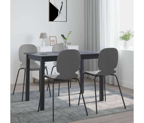 Mesa de comedor de madera maciza de caucho negro 114x71x75 cm