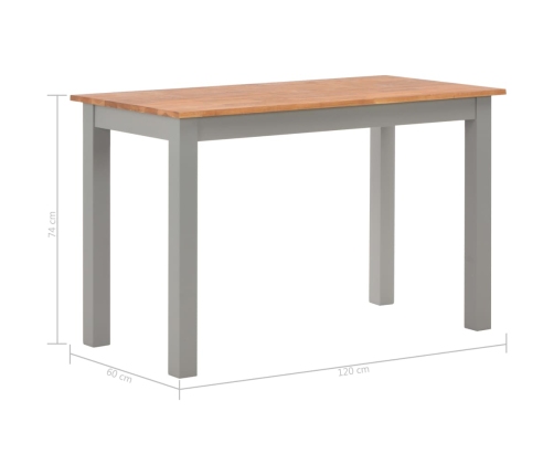 Mesa de comedor 120x60x74 cm madera maciza de roble