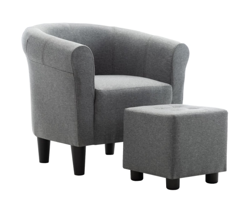 Set de sillón con taburete reposapiés 2 piezas tela gris claro