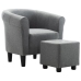 Set de sillón con taburete reposapiés 2 piezas tela gris claro