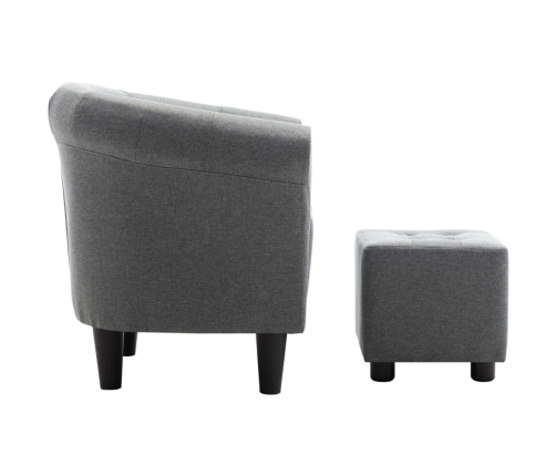 Set de sillón con taburete reposapiés 2 piezas tela gris claro