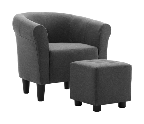 Set de sillón con taburete reposapiés 2 piezas tela gris oscuro