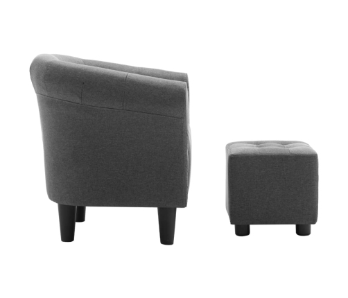 Set de sillón con taburete reposapiés 2 piezas tela gris oscuro