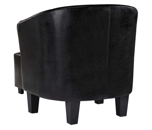 Sillón con diseño de cubo con reposapiés cuero sintético negro