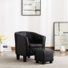 Sillón con diseño de cubo con reposapiés cuero sintético negro