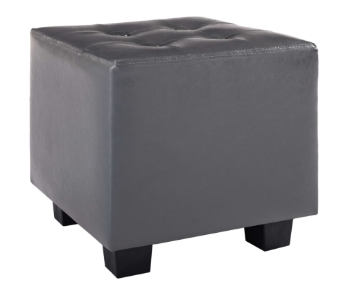 Sillón con diseño de cubo y reposapiés cuero sintético gris