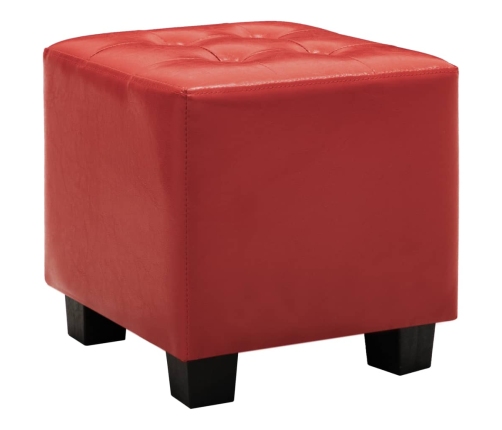 Sillón con diseño de cubo con reposapiés cuero sintético rojo