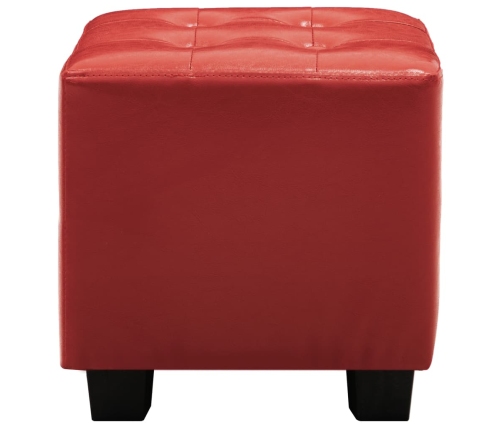 Sillón con diseño de cubo con reposapiés cuero sintético rojo